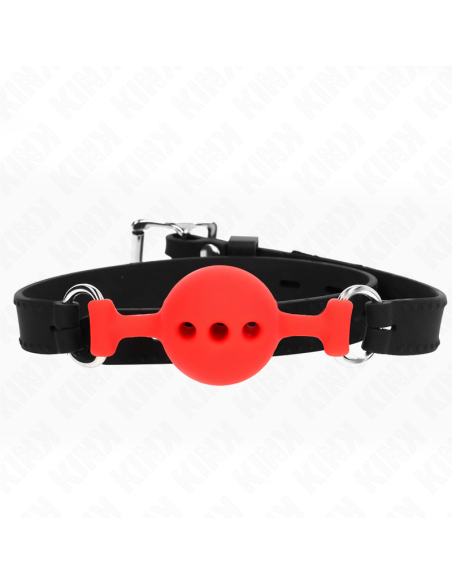 KINK - FULL SILICONE GAG 55 x 2 CM WITH 4 CM BALL SIZE S RED ADJUSTABLE 35-51 CM