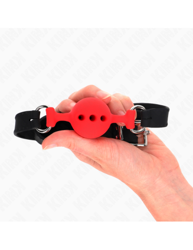 KINK - FULL SILICONE GAG 55 x 2 CM WITH 4 CM BALL SIZE S RED ADJUSTABLE 35-51 CM