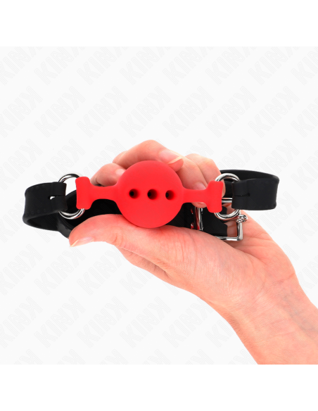 KINK - FULL SILICONE GAG 55 x 2 CM WITH 4 CM BALL SIZE S RED ADJUSTABLE 35-51 CM