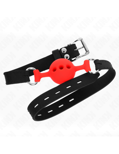 KINK - FULL SILICONE GAG 55 x 2 CM WITH 4 CM BALL SIZE S RED ADJUSTABLE 35-51 CM