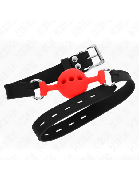 KINK - FULL SILICONE GAG 55 x 2 CM WITH 4 CM BALL SIZE S RED ADJUSTABLE 35-51 CM