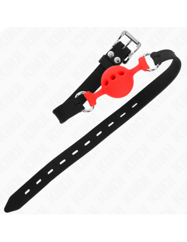 KINK - FULL SILICONE GAG 55 x 2 CM WITH 4 CM BALL SIZE S RED ADJUSTABLE 35-51 CM