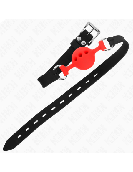 KINK - FULL SILICONE GAG 55 x 2 CM WITH 4 CM BALL SIZE S RED ADJUSTABLE 35-51 CM