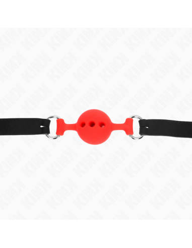 KINK - FULL SILICONE GAG 55 x 2 CM WITH 4 CM BALL SIZE S RED ADJUSTABLE 35-51 CM