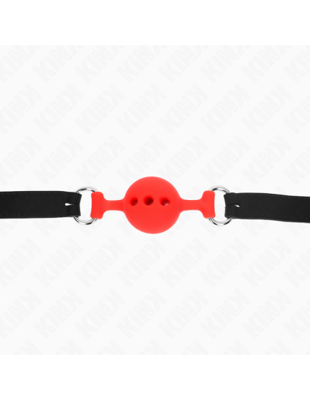 KINK - FULL SILICONE GAG 55 x 2 CM WITH 4 CM BALL SIZE S RED ADJUSTABLE 35-51 CM