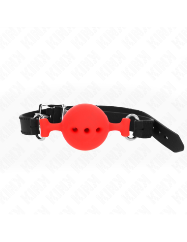 KINK - FULL SILICONE GAG 55 x 2 CM WITH 4.5 CM BALL SIZE M RED ADJUSTABLE 35-51 CM