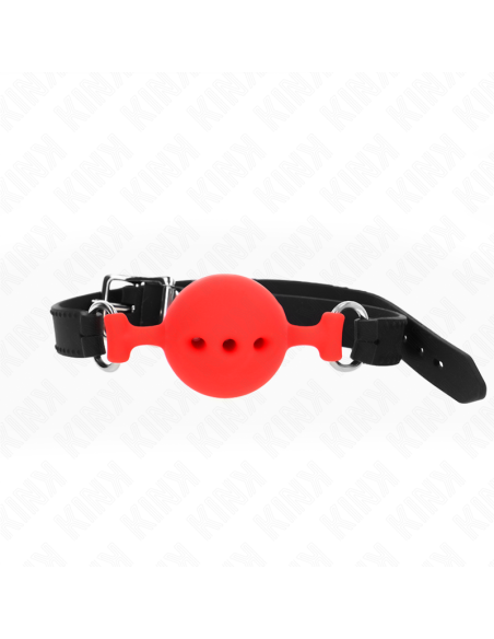 KINK - FULL SILICONE GAG 55 x 2 CM WITH 4.5 CM BALL SIZE M RED ADJUSTABLE 35-51 CM