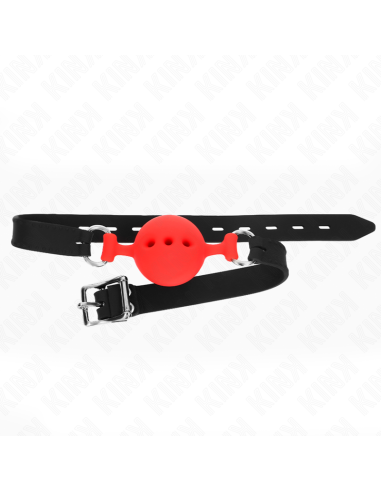 KINK - FULL SILICONE GAG 55 x 2 CM WITH 4.5 CM BALL SIZE M RED ADJUSTABLE 35-51 CM