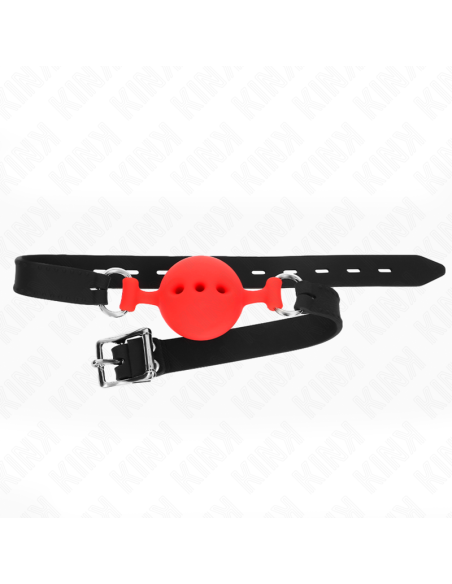 KINK - FULL SILICONE GAG 55 x 2 CM WITH 4.5 CM BALL SIZE M RED ADJUSTABLE 35-51 CM