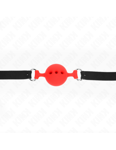 KINK - FULL SILICONE GAG 55 x 2 CM WITH 4.5 CM BALL SIZE M RED ADJUSTABLE 35-51 CM