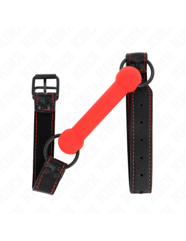 KINK - BONE GAG WITH LEATHERETTE STRAP RED ADJUSTABLE 41-57 CM