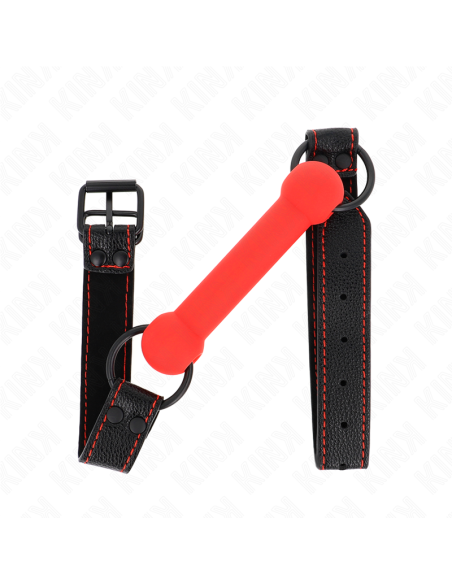 KINK - BONE GAG WITH LEATHERETTE STRAP RED ADJUSTABLE 41-57 CM