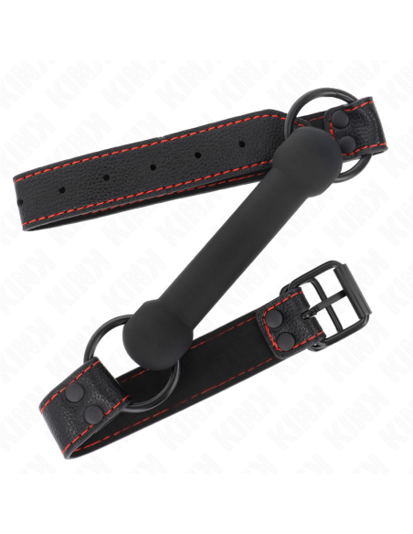 KINK - BONE GAG WITH LEATHERETTE STRAP BLACK ADJUSTABLE 41-57 CM