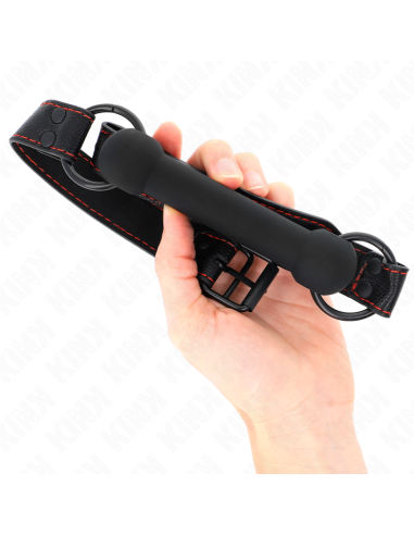 KINK - BONE GAG WITH LEATHERETTE STRAP BLACK ADJUSTABLE 41-57 CM
