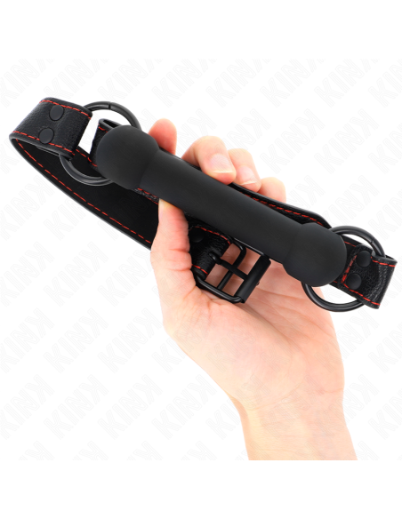 KINK - BONE GAG WITH LEATHERETTE STRAP BLACK ADJUSTABLE 41-57 CM