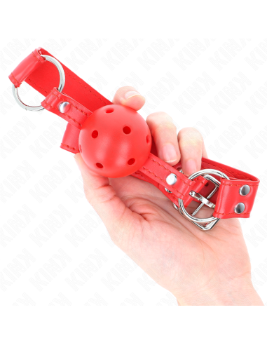 KINK - COMPLETE RED HOLLOW HARD BALL GAG 62 x 2 CM
