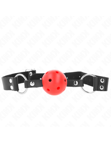 KINK - BREATHABLE BALL 4 CM GAG WITH DOUBLE RIVET RED 62.5 x 2.5 CM ADJUSTABLE 42-58 CM