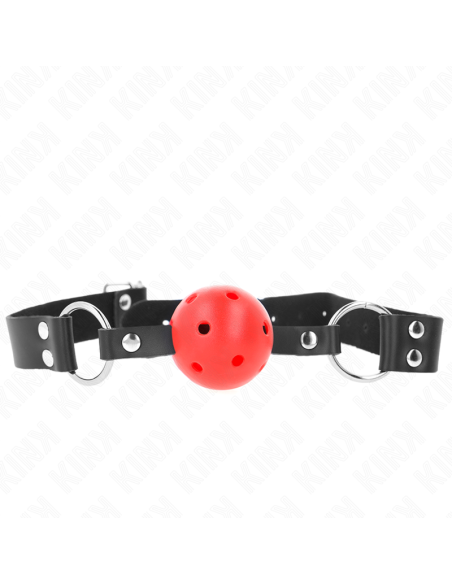 KINK - BREATHABLE BALL 4 CM GAG WITH DOUBLE RIVET RED 62.5 x 2.5 CM ADJUSTABLE 42-58 CM