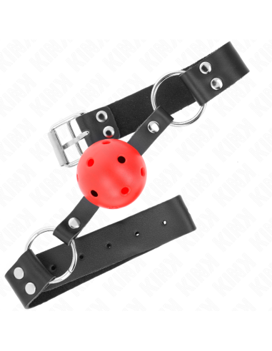 KINK - BREATHABLE BALL 4 CM GAG WITH DOUBLE RIVET RED 62.5 x 2.5 CM ADJUSTABLE 42-58 CM