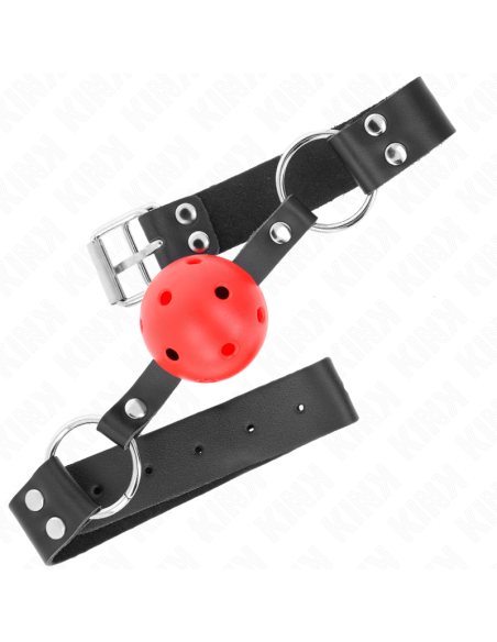 KINK - BREATHABLE BALL 4 CM GAG WITH DOUBLE RIVET RED 62.5 x 2.5 CM ADJUSTABLE 42-58 CM