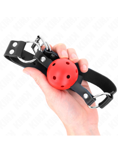KINK - BREATHABLE BALL 4 CM GAG WITH DOUBLE RIVET RED 62.5 x 2.5 CM ADJUSTABLE 42-58 CM