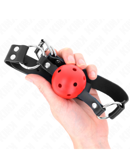 KINK - BREATHABLE BALL 4 CM GAG WITH DOUBLE RIVET RED 62.5 x 2.5 CM ADJUSTABLE 42-58 CM