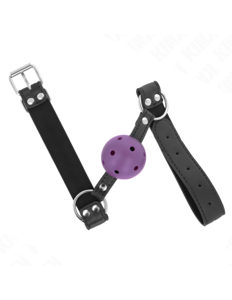 KINK - BREATHABLE BALL 4 CM GAG WITH DOUBLE RIVET PURPLE 62.5 x 2.5 CM ADJUSTABLE 42-58 CM