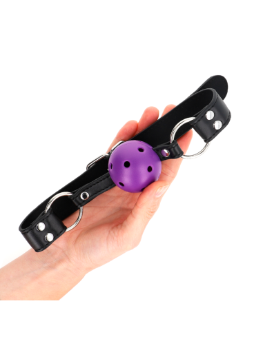 KINK - BREATHABLE BALL 4 CM GAG WITH DOUBLE RIVET PURPLE 62.5 x 2.5 CM ADJUSTABLE 42-58 CM