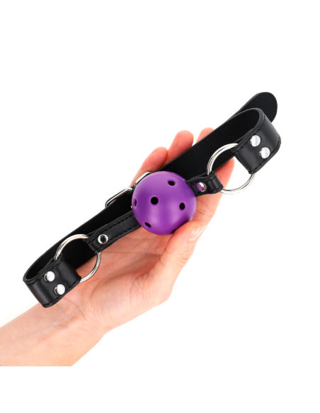KINK - BREATHABLE BALL 4 CM GAG WITH DOUBLE RIVET PURPLE 62.5 x 2.5 CM ADJUSTABLE 42-58 CM