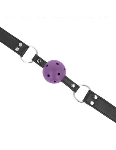 KINK - BREATHABLE BALL 4 CM GAG WITH DOUBLE RIVET PURPLE 62.5 x 2.5 CM ADJUSTABLE 42-58 CM