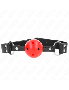 KINK - BREATHABLE BALL 4 CM GAG WITH DOUBLE RIVET LEATHER 62.5 x 2.5 CM ADJUSTABLE 42-58 CM