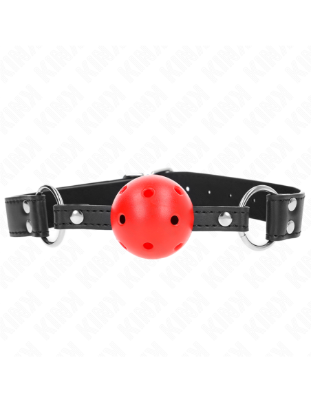 KINK - BREATHABLE BALL 4 CM GAG WITH DOUBLE RIVET LEATHER 62.5 x 2.5 CM ADJUSTABLE 42-58 CM
