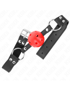 KINK - BREATHABLE BALL 4 CM GAG WITH DOUBLE RIVET LEATHER 62.5 x 2.5 CM ADJUSTABLE 42-58 CM 2