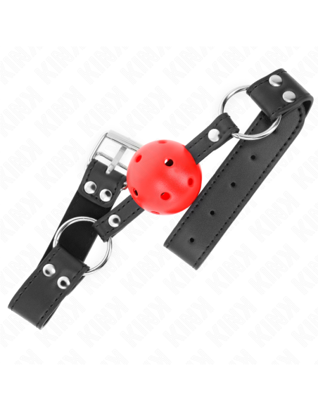 KINK - BREATHABLE BALL 4 CM GAG WITH DOUBLE RIVET LEATHER 62.5 x 2.5 CM ADJUSTABLE 42-58 CM