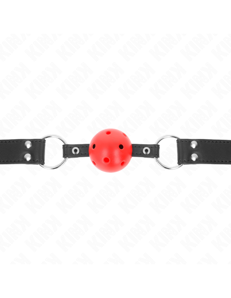 KINK - BREATHABLE BALL 4 CM GAG WITH DOUBLE RIVET LEATHER 62.5 x 2.5 CM ADJUSTABLE 42-58 CM