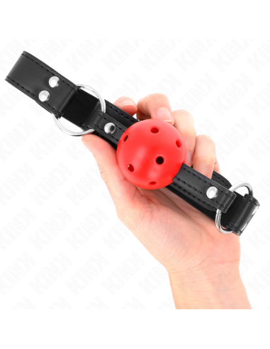 KINK - BREATHABLE BALL 4 CM GAG WITH DOUBLE RIVET LEATHER 62.5 x 2.5 CM ADJUSTABLE 42-58 CM