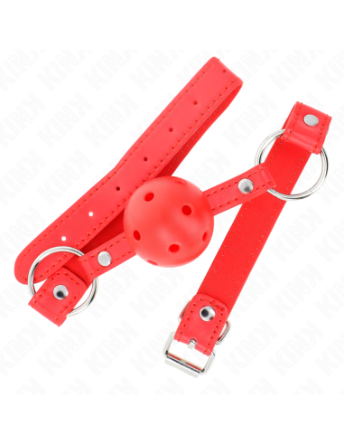 KINK - BREATHABLE BALL 4 CM GAG WITH DOUBLE RIVET MODEL 1 RED 62.5 x 2.5 CM ADJUSTABLE 42-58 CM