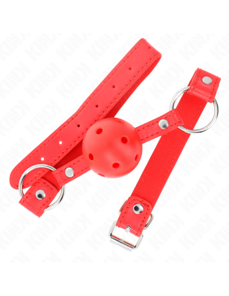 KINK - BREATHABLE BALL 4 CM GAG WITH DOUBLE RIVET MODEL 1 RED 62.5 x 2.5 CM ADJUSTABLE 42-58 CM