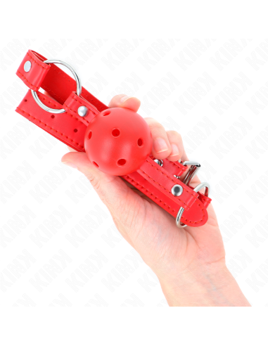 KINK - BREATHABLE BALL 4 CM GAG WITH DOUBLE RIVET MODEL 1 RED 62.5 x 2.5 CM ADJUSTABLE 42-58 CM