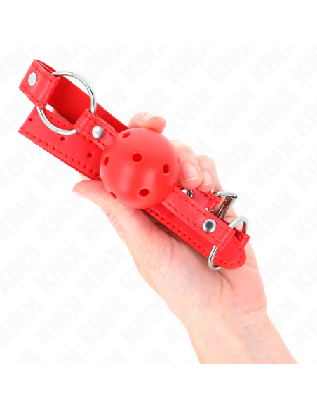 KINK - BREATHABLE BALL 4 CM GAG WITH DOUBLE RIVET MODEL 1 RED 62.5 x 2.5 CM ADJUSTABLE 42-58 CM