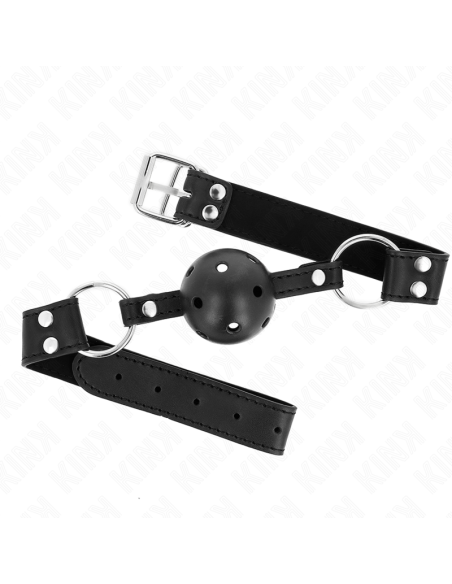 KINK - BREATHABLE BALL 4 CM GAG WITH DOUBLE RIVET MODEL 1 BLACK 62.5 x 2.5 CM ADJUSTABLE 42-58 CM