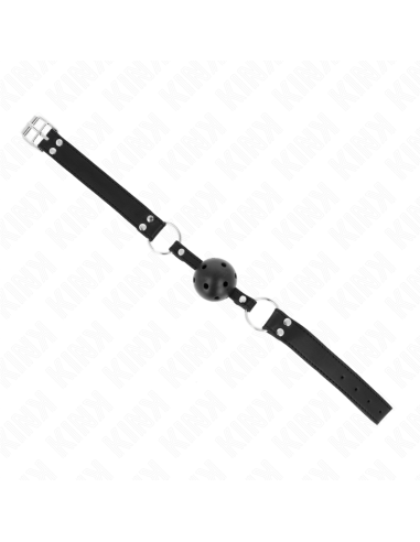 KINK - BREATHABLE BALL 4 CM GAG WITH DOUBLE RIVET MODEL 1 BLACK 62.5 x 2.5 CM ADJUSTABLE 42-58 CM