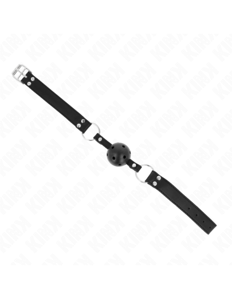 KINK - BREATHABLE BALL 4 CM GAG WITH DOUBLE RIVET MODEL 1 BLACK 62.5 x 2.5 CM ADJUSTABLE 42-58 CM