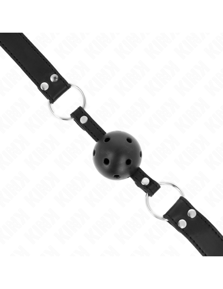 KINK - BREATHABLE BALL 4 CM GAG WITH DOUBLE RIVET MODEL 1 BLACK 62.5 x 2.5 CM ADJUSTABLE 42-58 CM