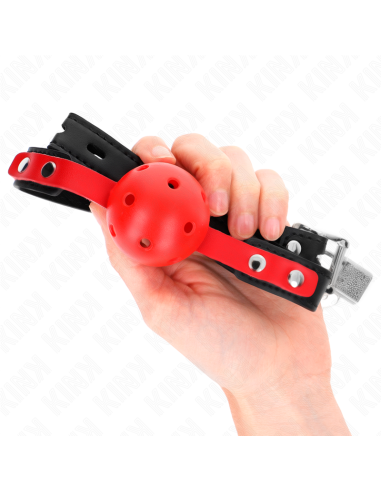 KINK - RED HOLLOW HARD BALL 4 CM GAG BLACK STRAP 60 x 2 CM ADJUSTABLE 37-52 CM