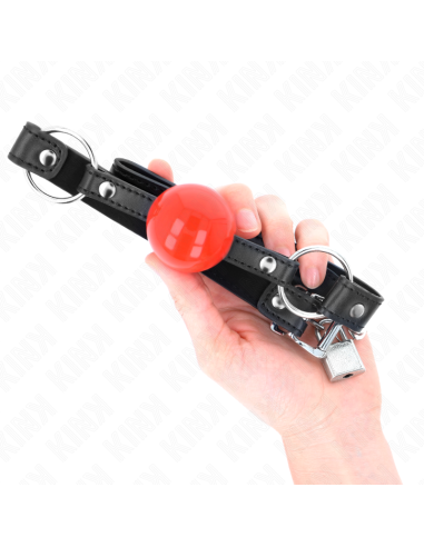 KINK - BALL 4 CM GAG WITH LOCK RED BALL BLACK STRAP 60 x 2 CM