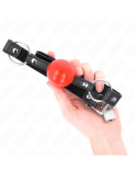 KINK - BALL 4 CM GAG WITH LOCK RED BALL BLACK STRAP 60 x 2 CM