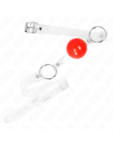 KINK - RED TRANSPARENT PVC BALL 4 CM GAG ADJUSTABLE