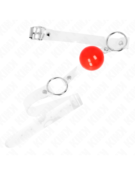 KINK - RED TRANSPARENT PVC BALL 4 CM GAG ADJUSTABLE