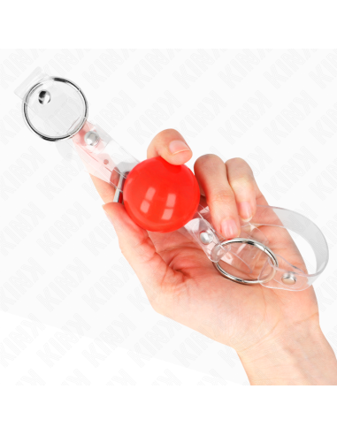 KINK - RED TRANSPARENT PVC BALL 4 CM GAG ADJUSTABLE